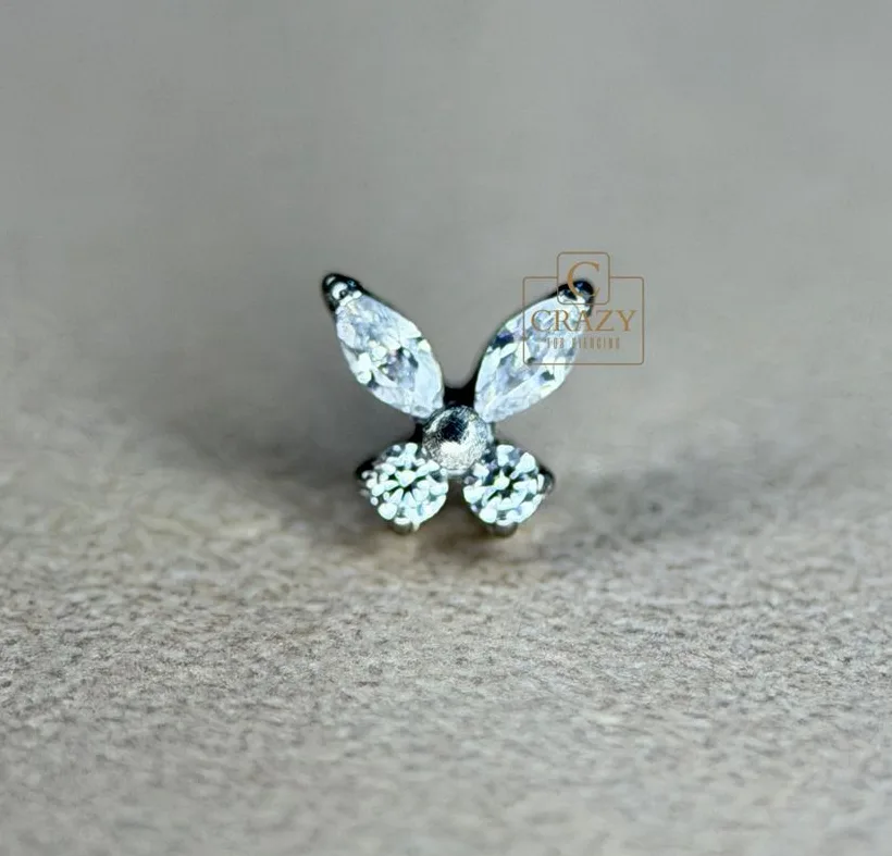 Borboleta em zircônia, incluso a perfuração